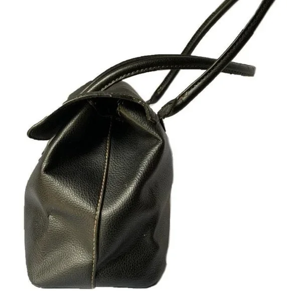 Black Tote Medicine Bag Style Gladstone Purse PU Leather - Picture 2 of 10